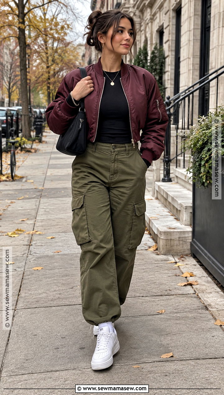 Air Force 1 With Cargo Pants And Bomber Jacket - 15 air force 1 outfit fall ideas