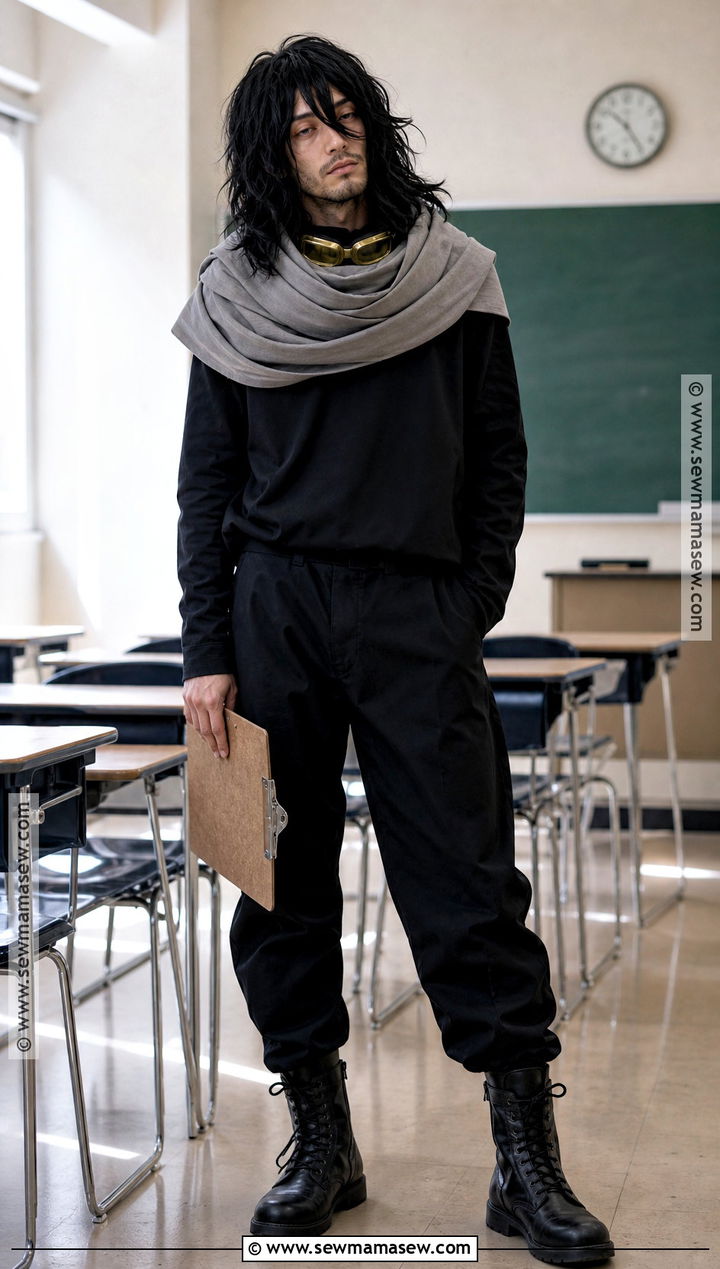Aizawa Black Hair Cosplay With Gray Scarf - 30 cosplay black hair ideas