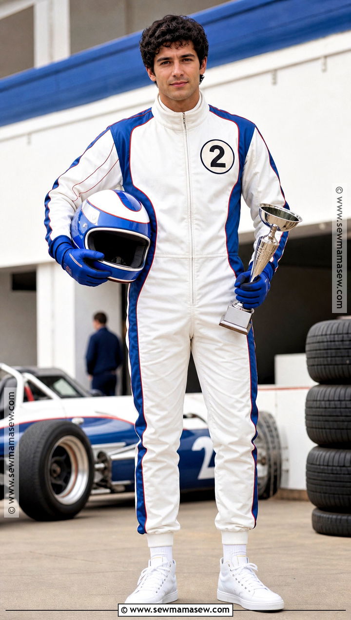 Alain Prost Blue And White Driver Costume - 30 F1 Driver Halloween Costume Ideas