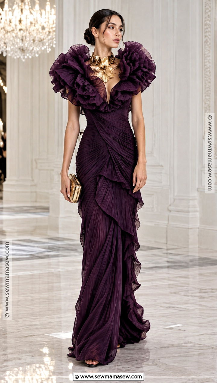 Alexander McQueen Purple Ruffle Gown Outfit - 15 alexander mcqueen fall 2026 ready to wear ideas