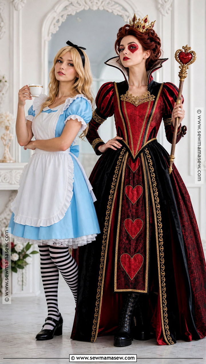 Alice And Queen Of Hearts Duo Costume - 30 halloween costumes duo for women
