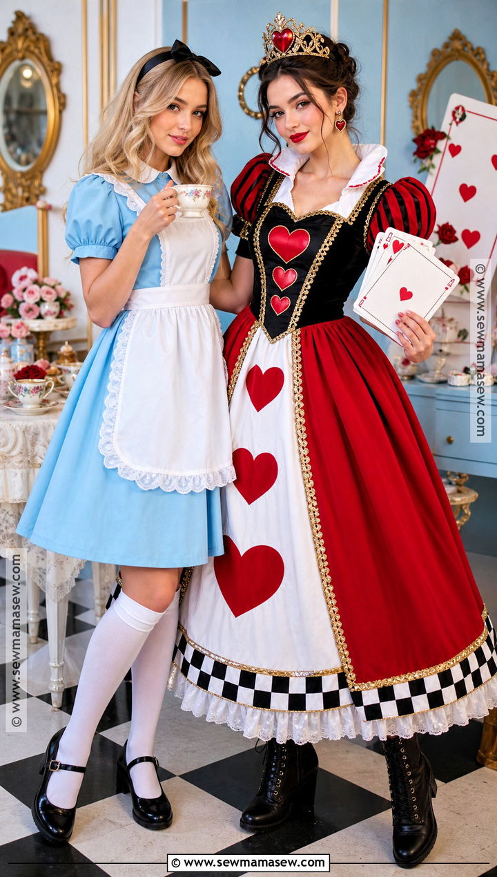 Alice And Queen Of Hearts Duo Costume - 35 duo costumes for girls for best friends