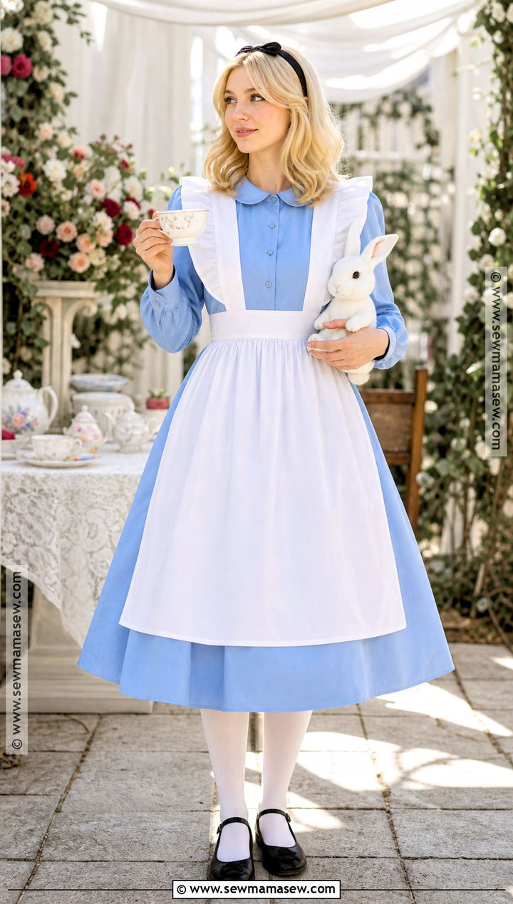 Alice Costume With Blue Pinafore Dress - 40 Modest Halloween Costumes