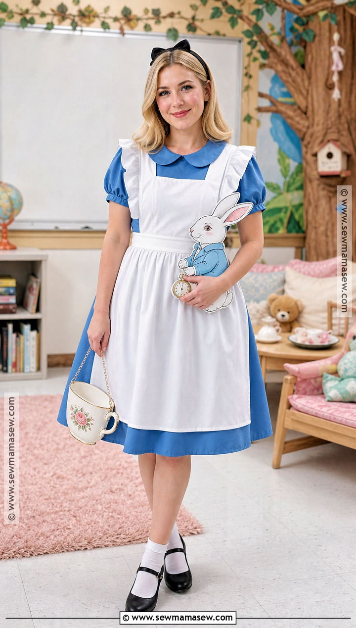 Alice In Wonderland Costume With Blue Dress - 35 book week costumes for teachers