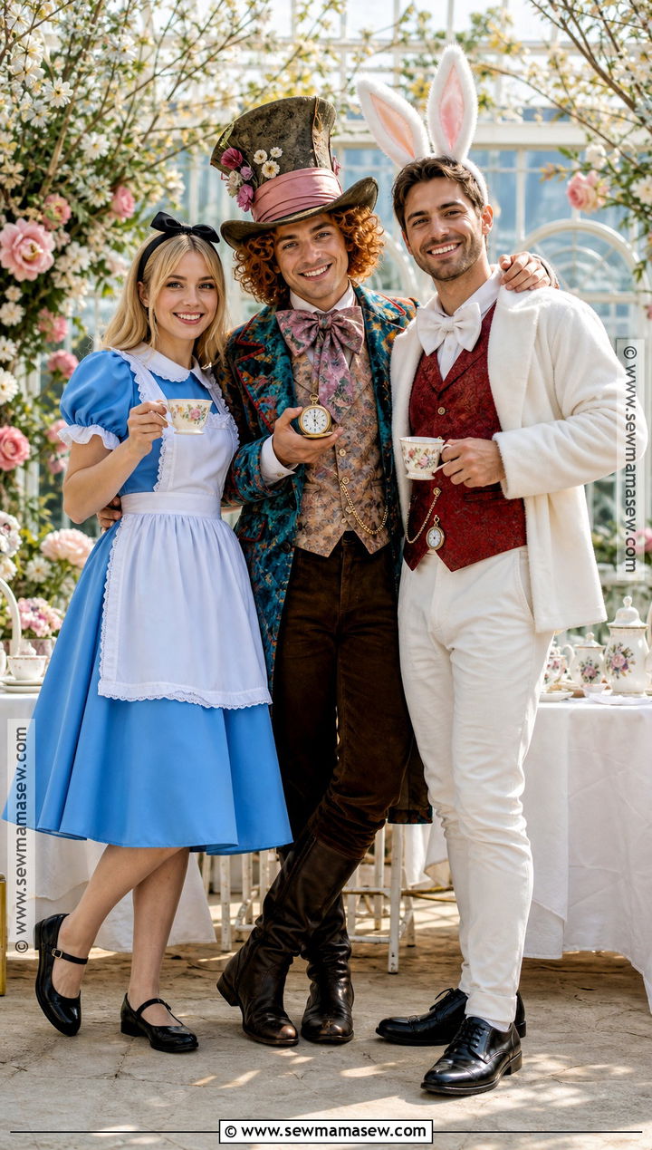 Alice Mad Hatter And White Rabbit Costume - 45 3 person halloween costume ideas