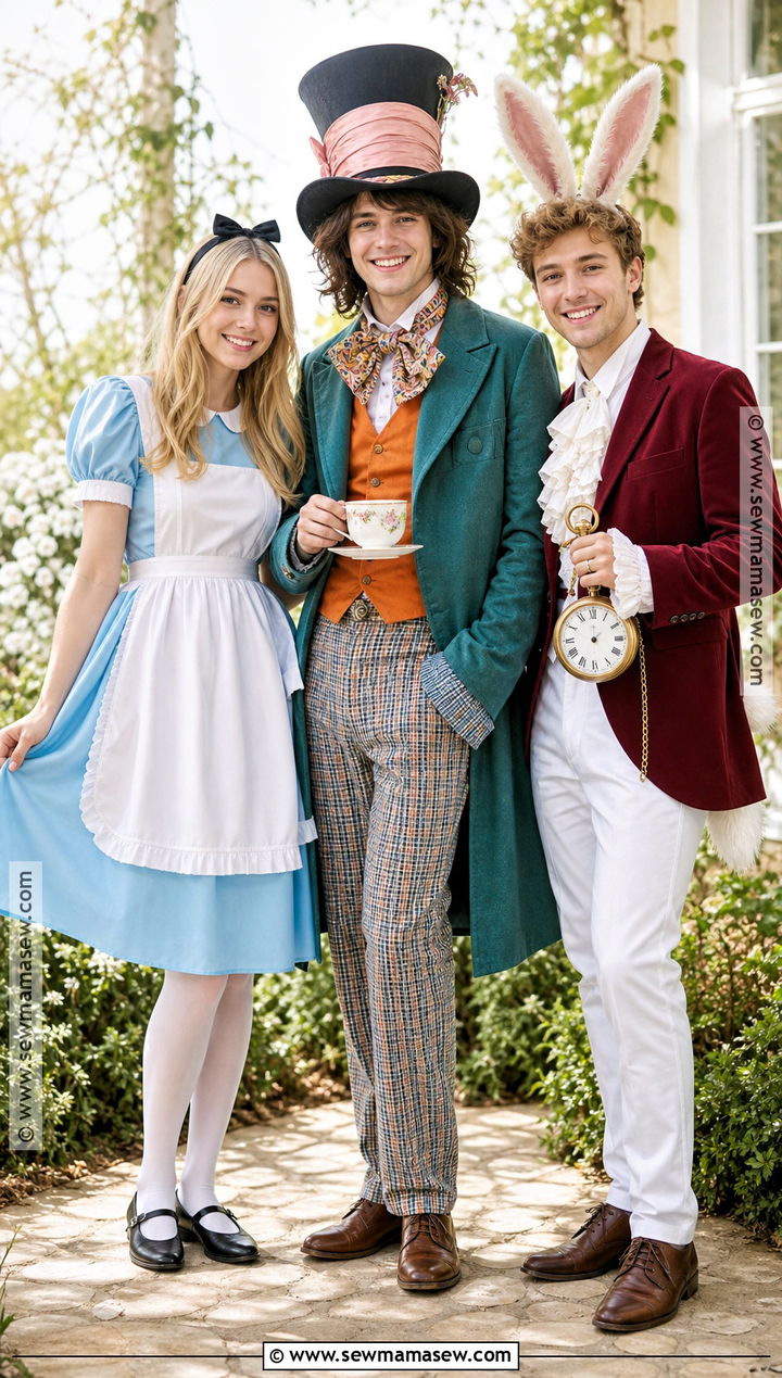 Alice Mad Hatter And White Rabbit Halloween Outfit - 30 3 Ppl Halloween Outfits
