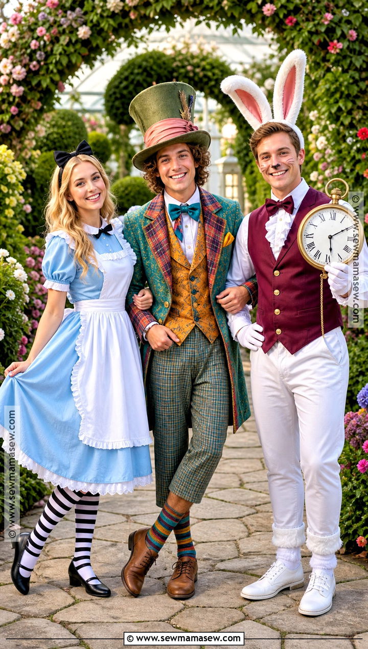 Alice Mad Hatter And White Rabbit Trio Costume - 30 trio dress up ideas