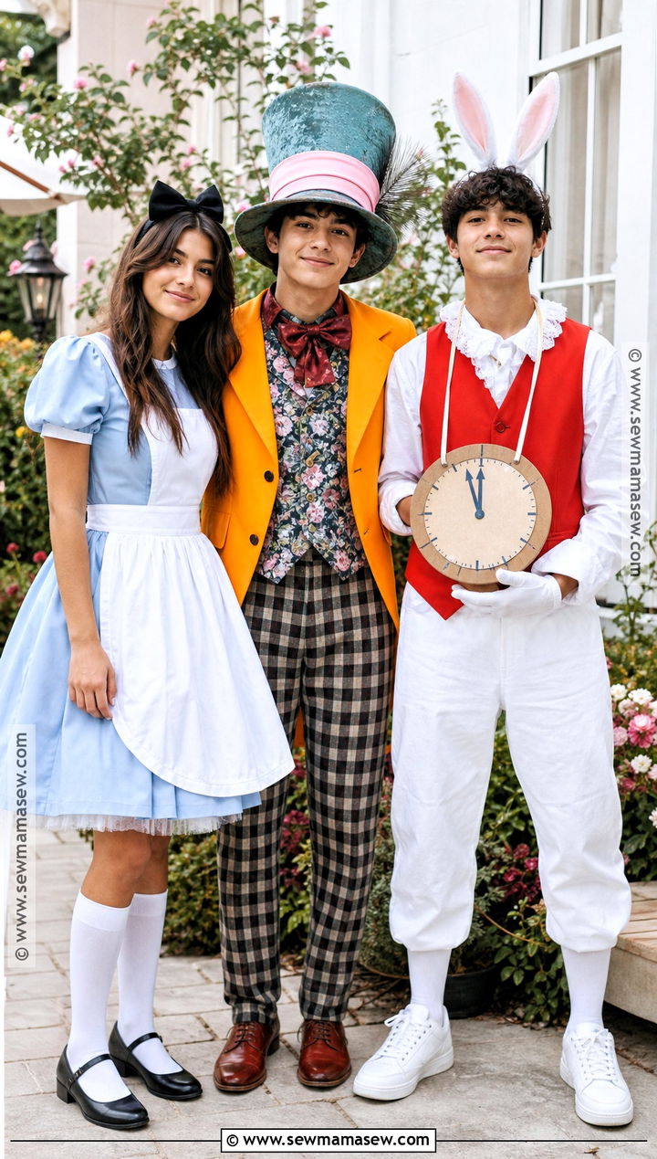 Alice Mad Hatter And White Rabbit Trio Costume - 35 trio costume ideas for teens