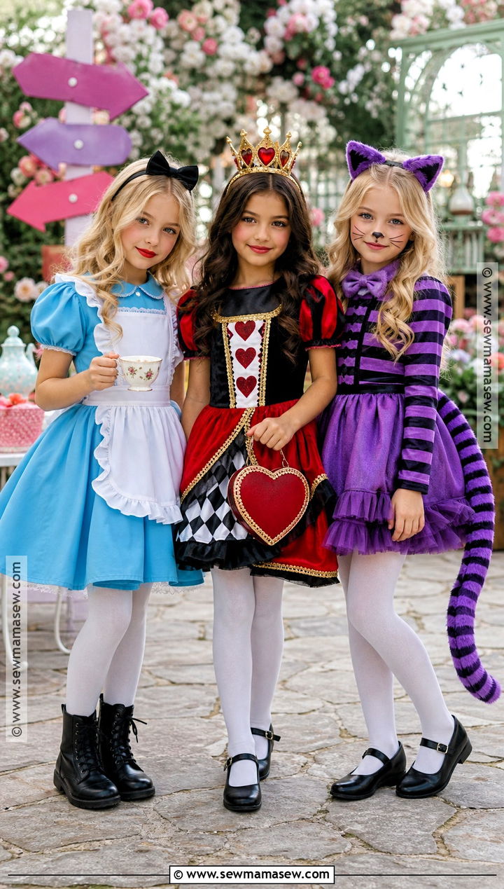 Alice Queen And Cheshire Cat Costume - 30 3 girls halloween costumes