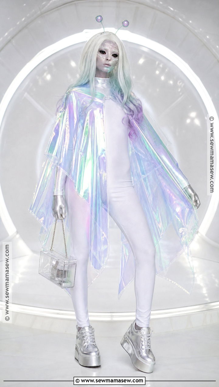 Alien Ghost Outfit With Holographic Details - 35 Ghost Outfit Ideas