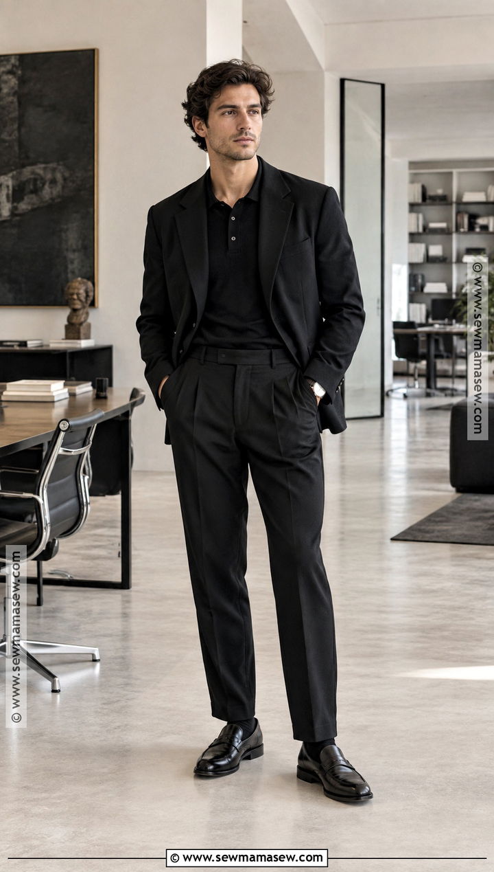 All Black Blazer and Trousers Outfit - 15 All Black Fall Outfits for Men
