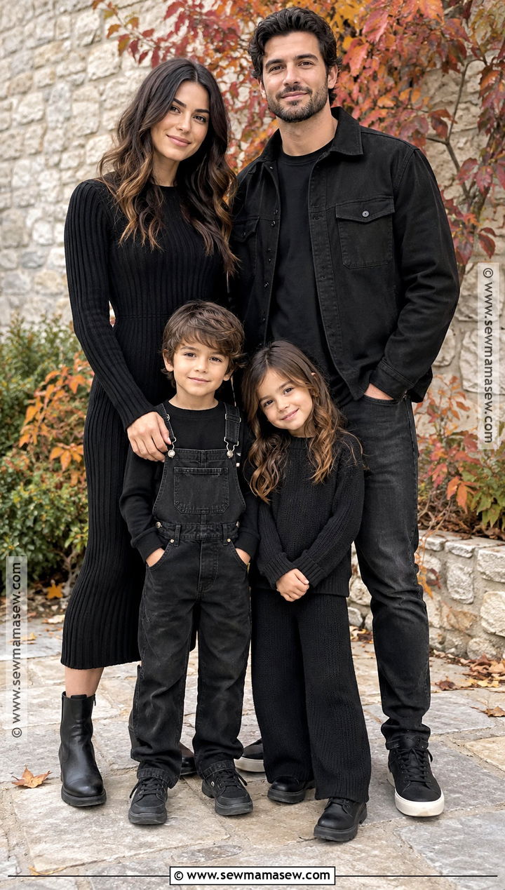 All Black Casual Family Outfits - 15 black outfit fall family pictures ideas