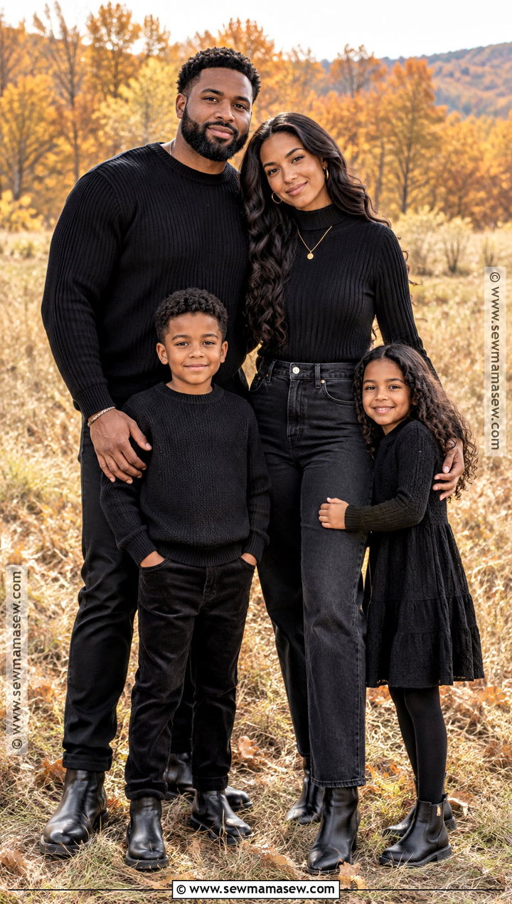 All Black Fall Family Photo Outfit - 15 fall family photos wearing black ideas