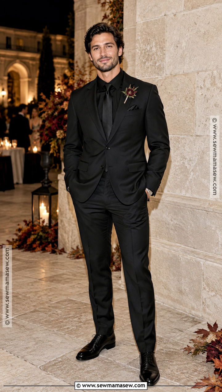 All Black Groom Outfit - 15 groom style fall wedding ideas