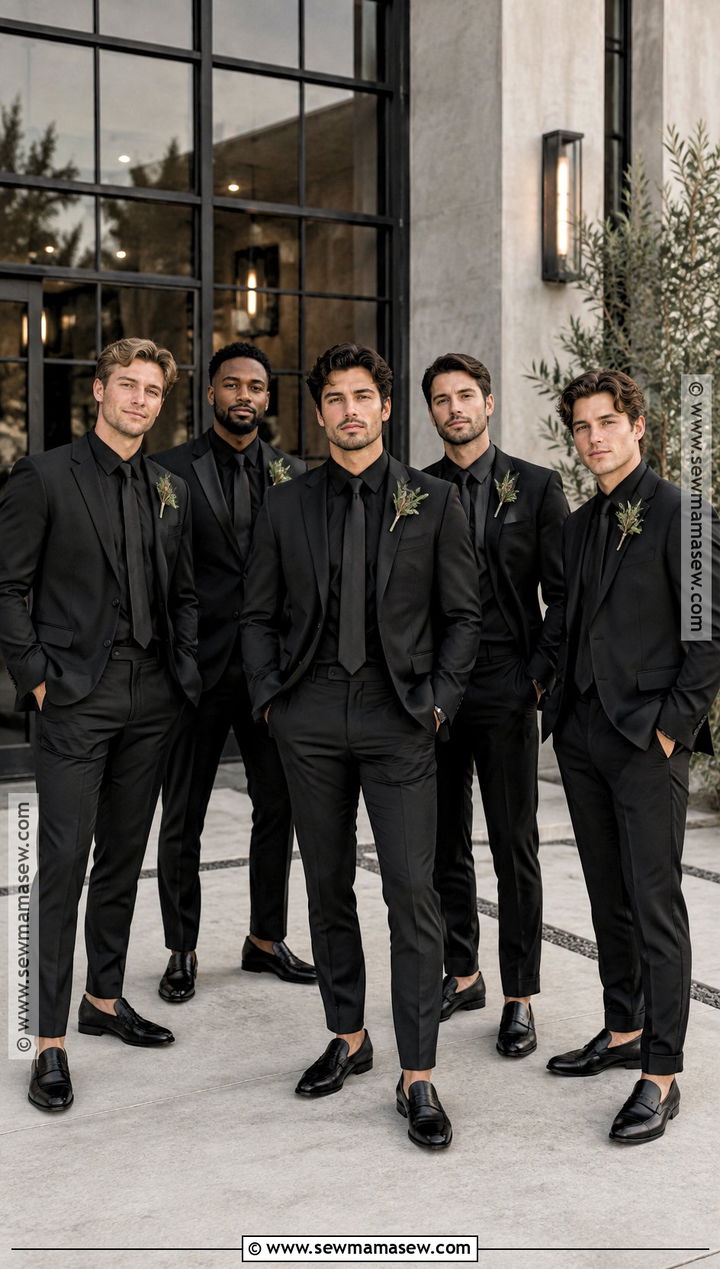 All Black Groomsmen Suit - 15 fall wedding groomsmen attire black ideas