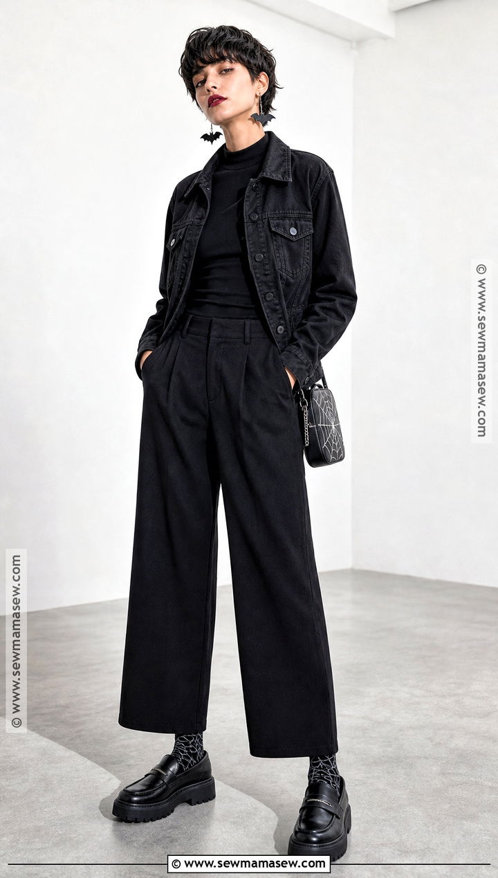 All Black Halloween Outfit With Spooky Accessories - 30 Halloween Casual Outfits