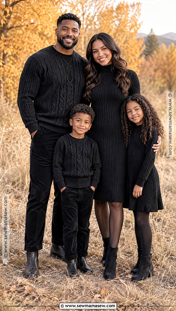 All Black Knit Fall Family Picture Outfit - 15 fall family pictures black outfits