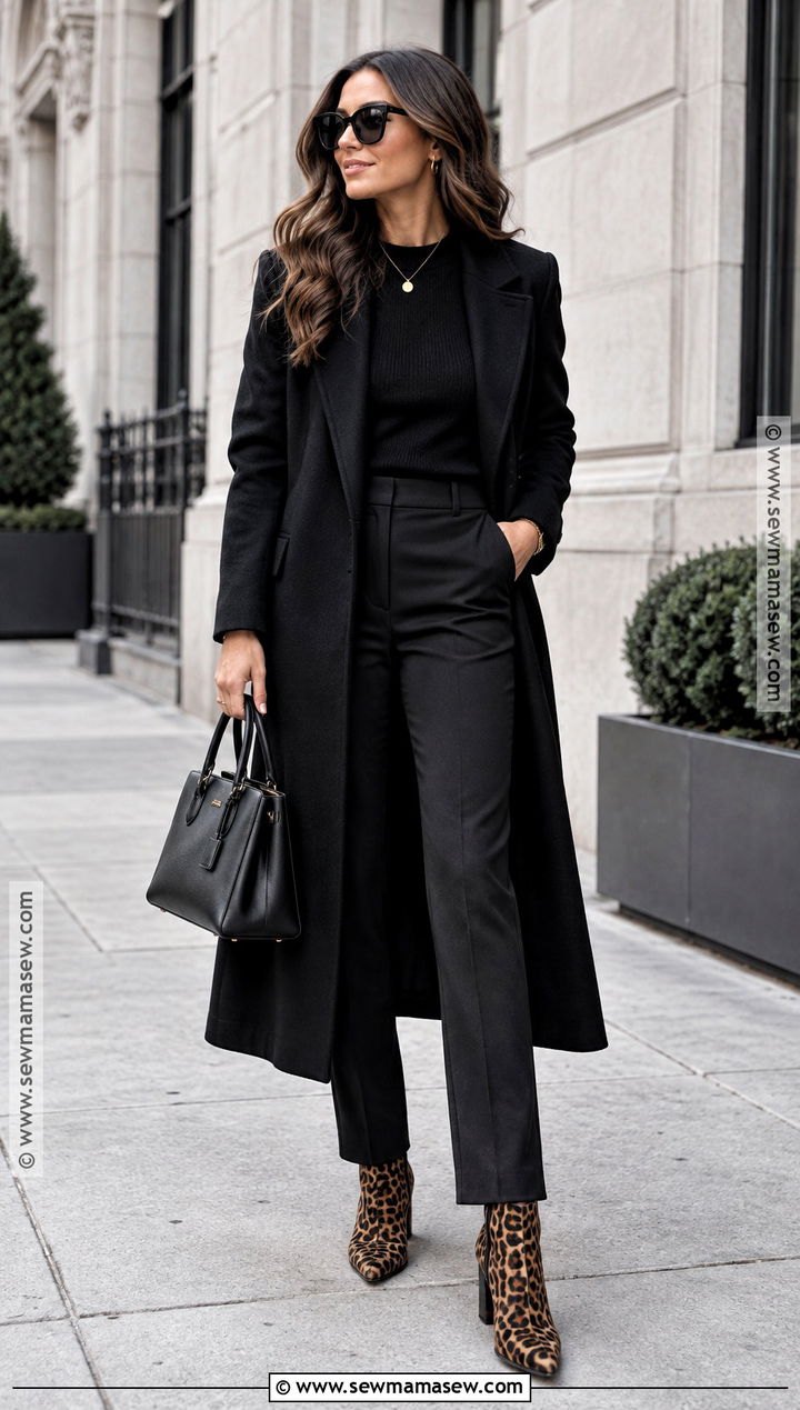 All Black Outfit With Animal Print Boots - 25 autumn outfits with boots