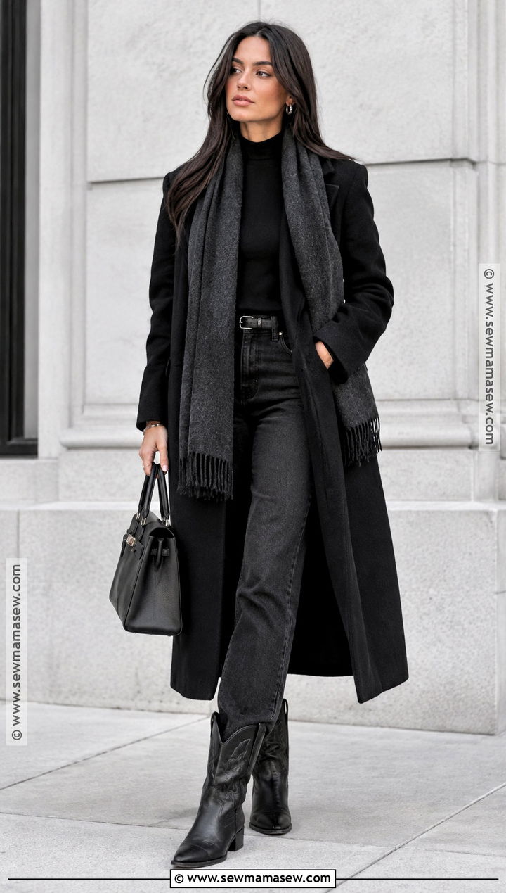 All Black Outfit With Black Cowboy Boots - 20 black cowboy boots outfit fall