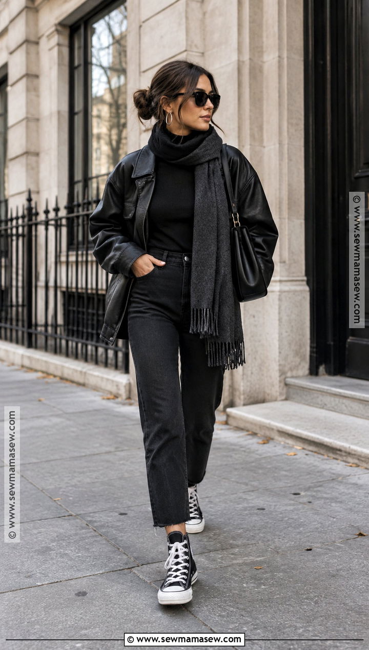 All Black Outfit With High Top Converse - 15 Fall Outfits With High Top Converse
