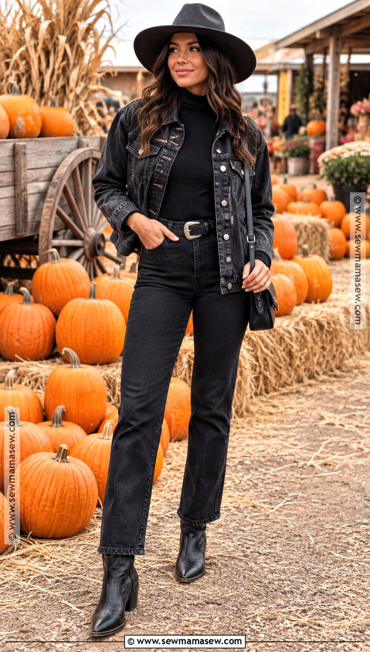 All Black Pumpkin Patch Outfit With Cowgirl Boots - 20 Pumpkin Patch Outfit Cowgirl Boots