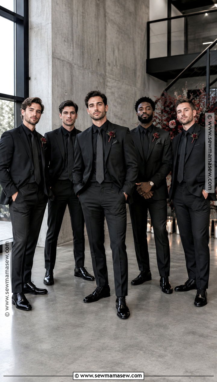 All Black Suit With Black Shirt - 15 fall groomsmen attire black ideas