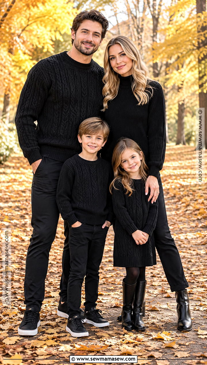 All Black Sweater Family Outfits - 20 fall family photos black outfits