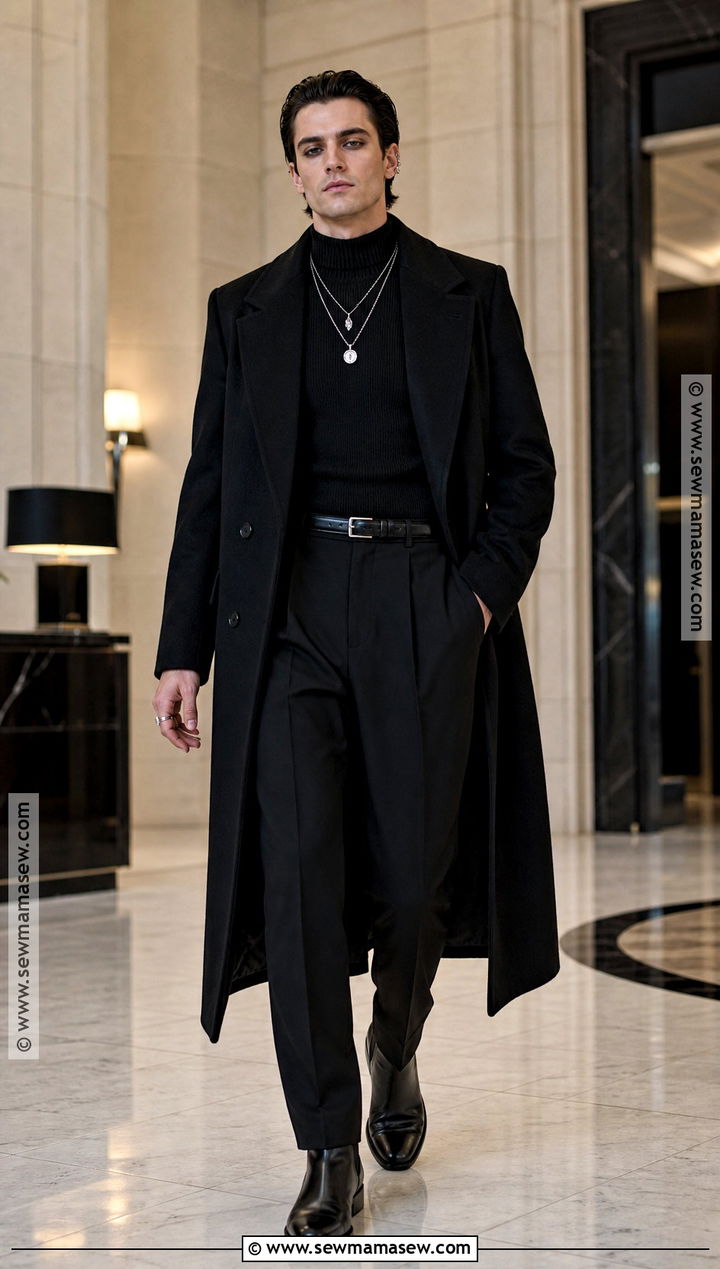 All Black Vampire Outfit With Silver Jewelry - 30 male vampire outfit ideas