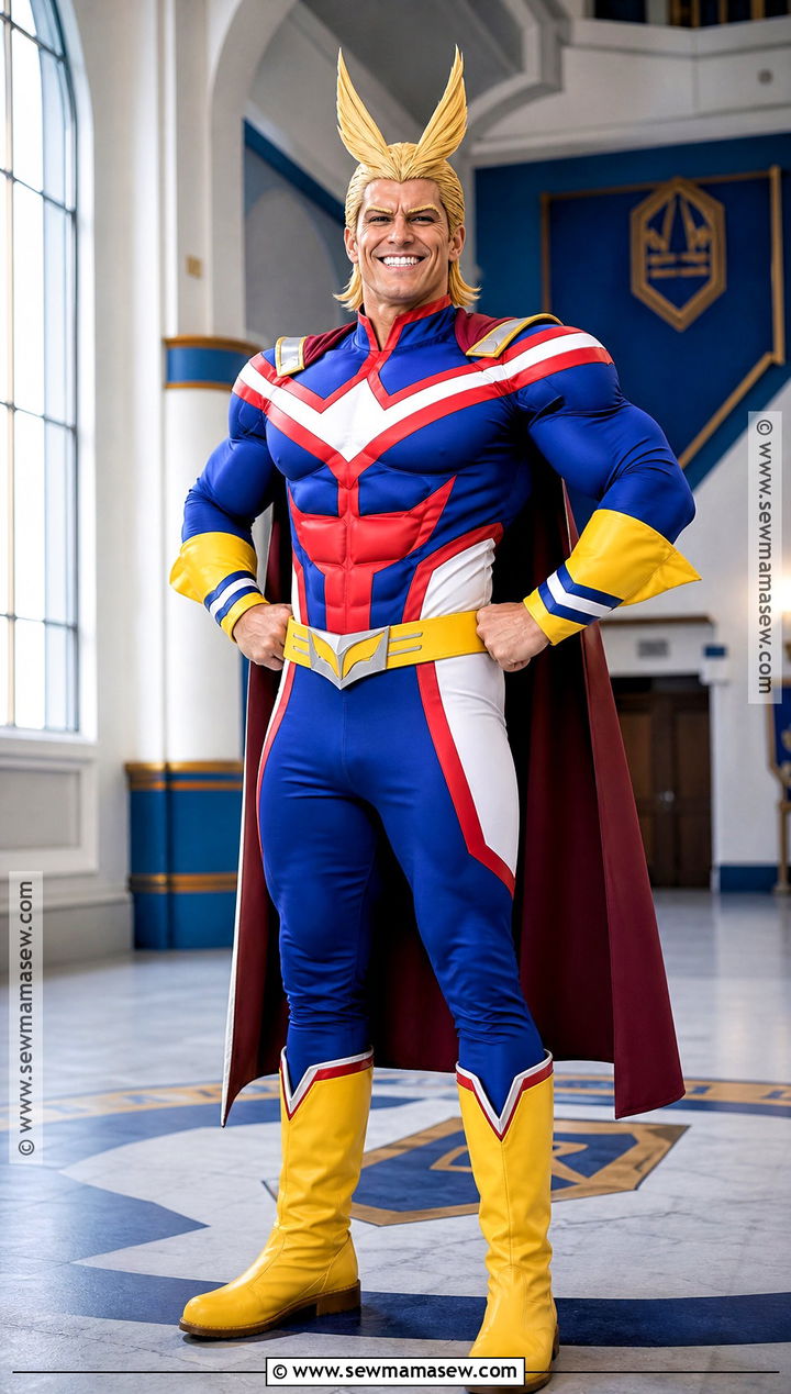 All Might Hero Costume With Blue Bodysuit - 30 bnha hero costumes ideas
