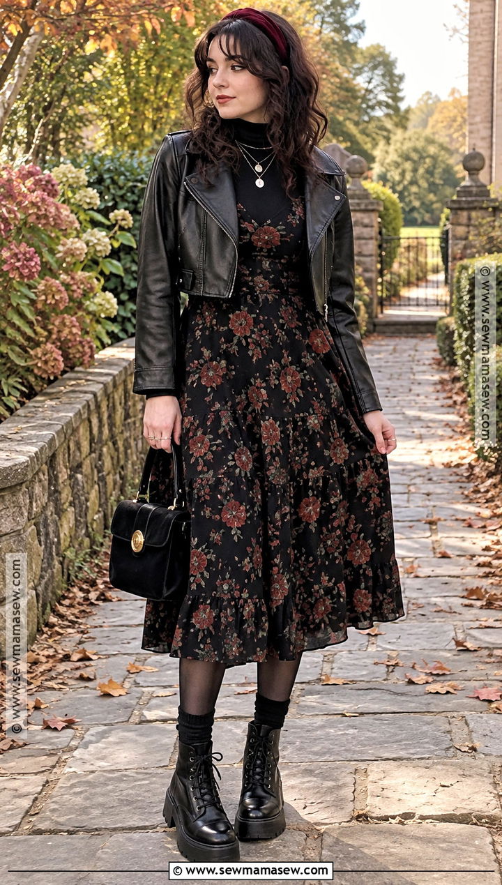 Alt Girl Floral Dress And Chunky Boots Outfit - 20 alt girl fall outfits
