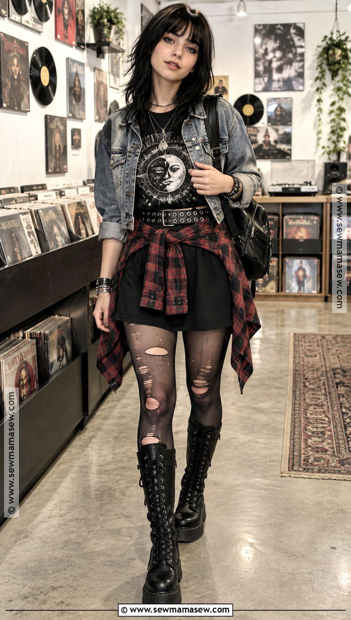 Alt Girl Graphic Dress And Combat Boots Outfit - 20 alt girl fall outfits