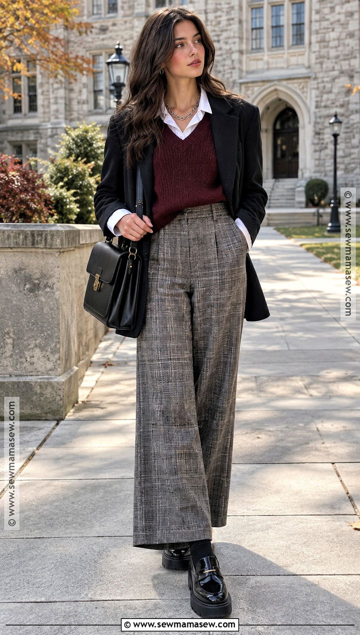 Alt Preppy Sweater Vest And Plaid Pants Outfit - 20 alt fall fashion ideas