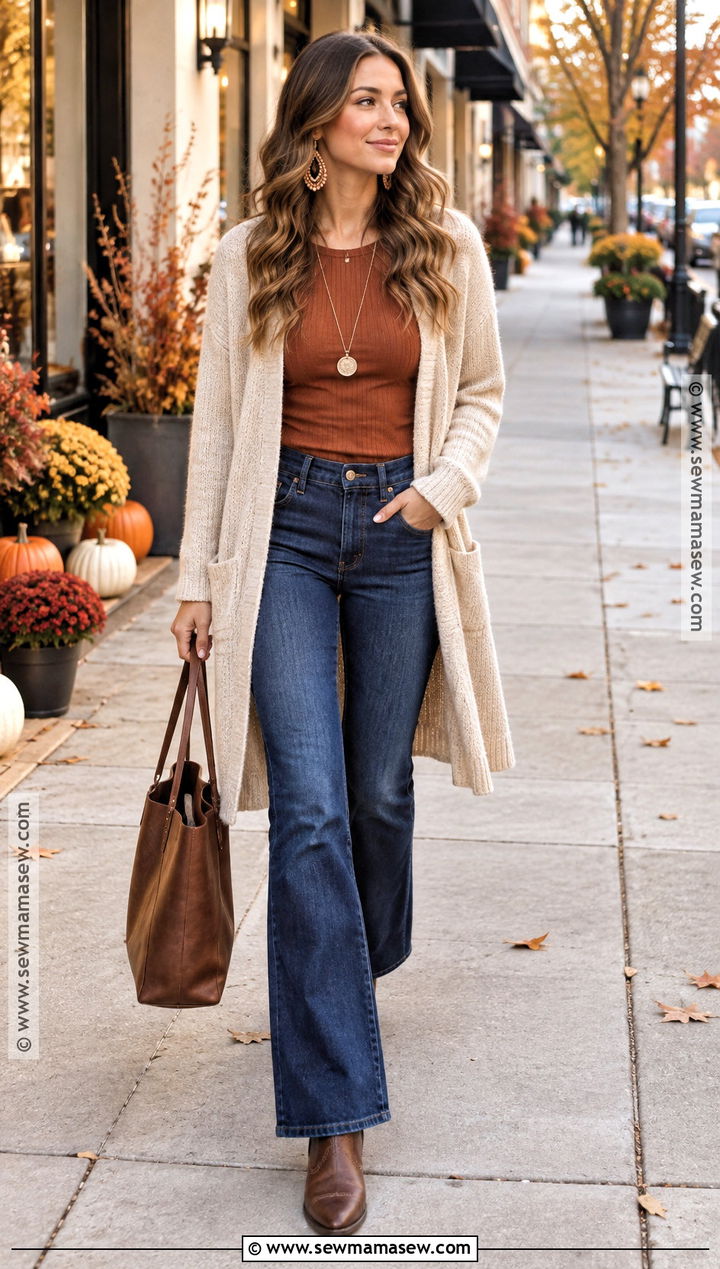 Altard State Long Cardigan And Flare Jeans - 15 altar'd state fall outfits