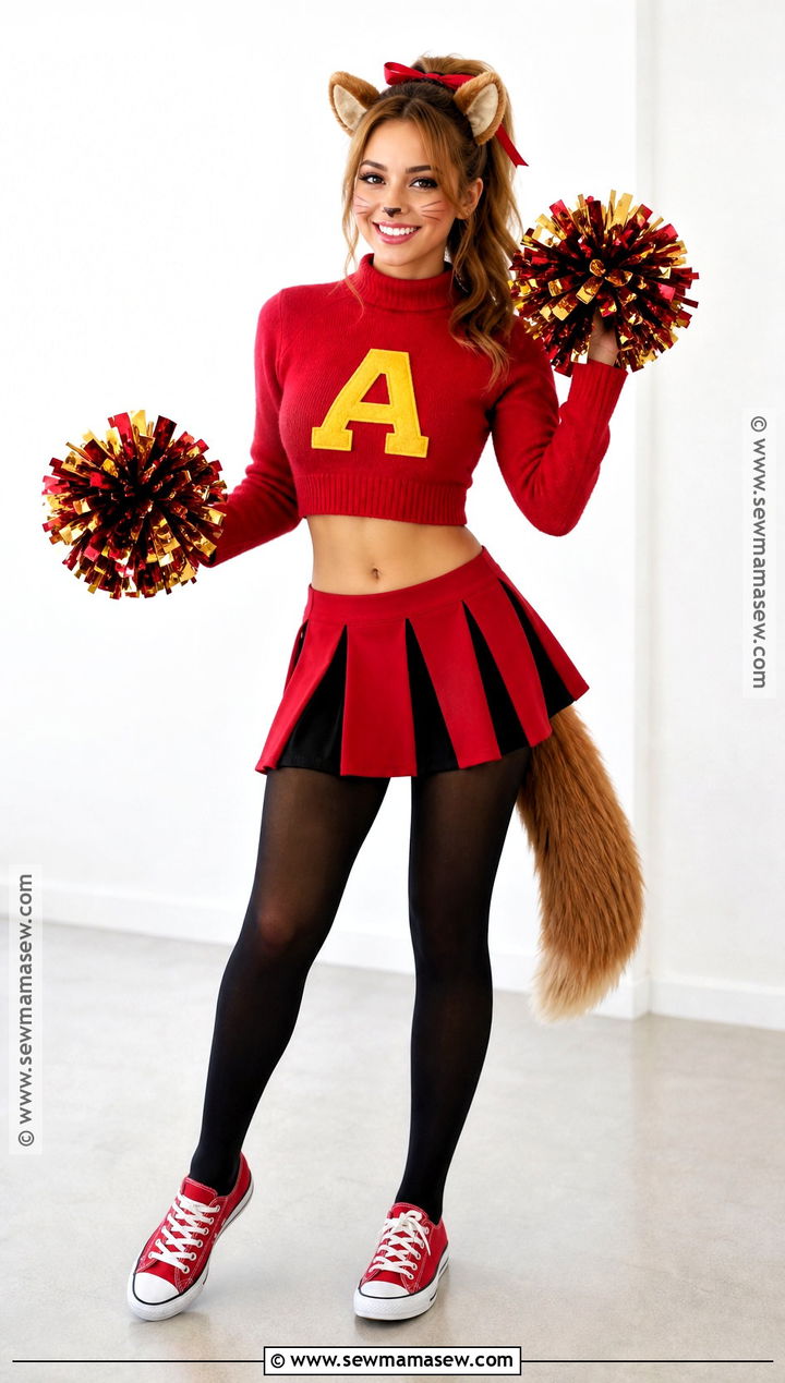 Alvin Cheerleader Costume With Red Sweater - 35 Alvin And The Chipmunks Costume Ideas for Women