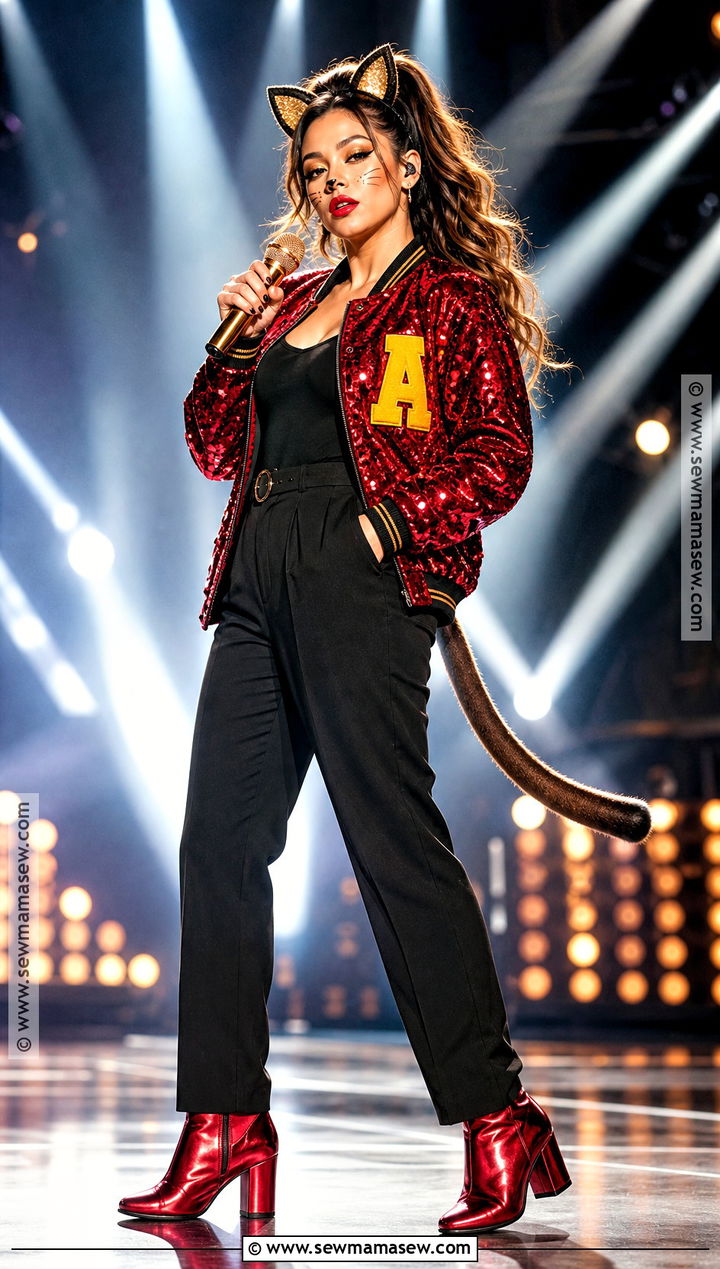 Alvin Concert Costume With Red Sequin Jacket - 35 Alvin And The Chipmunks Costume Ideas for Women
