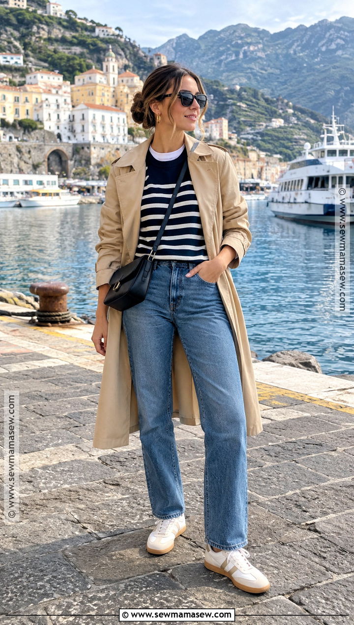 Amalfi Coast October Jeans And Striped Sweater Outfit - 20 amalfi coast outfits october