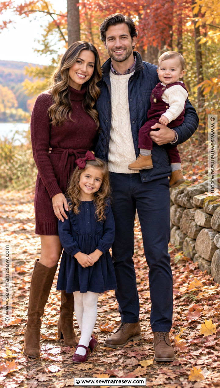 Amazon Burgundy and Navy Fall Family Picture Outfit - 15 fall family pictures outfits amazon