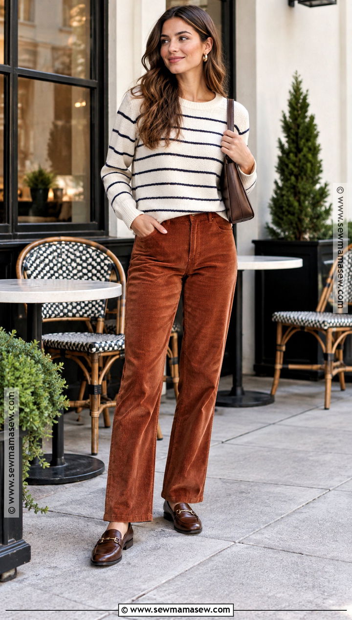 Amazon Corduroy Pants With Striped Sweater - 15 Amazon Outfits Women Fall 2026