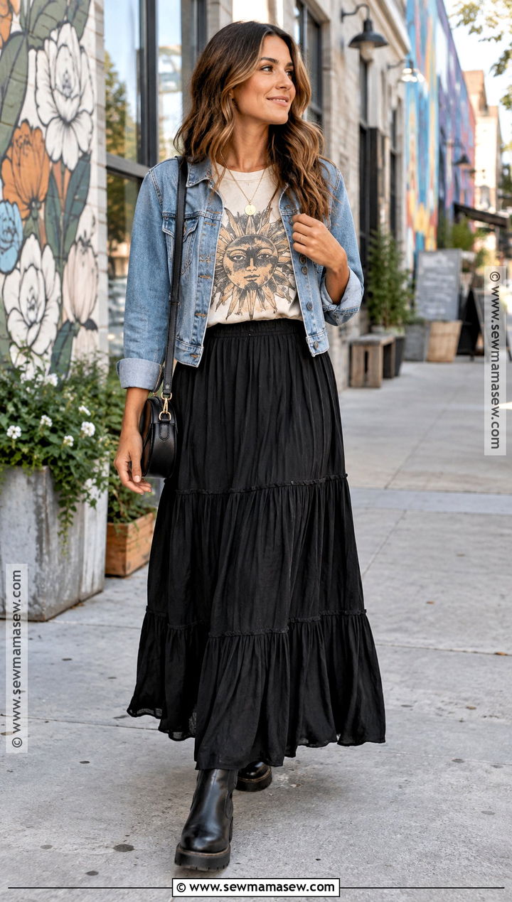 Amazon Fall Graphic Tee And Maxi Skirt Outfit - 25 fall amazon outfits
