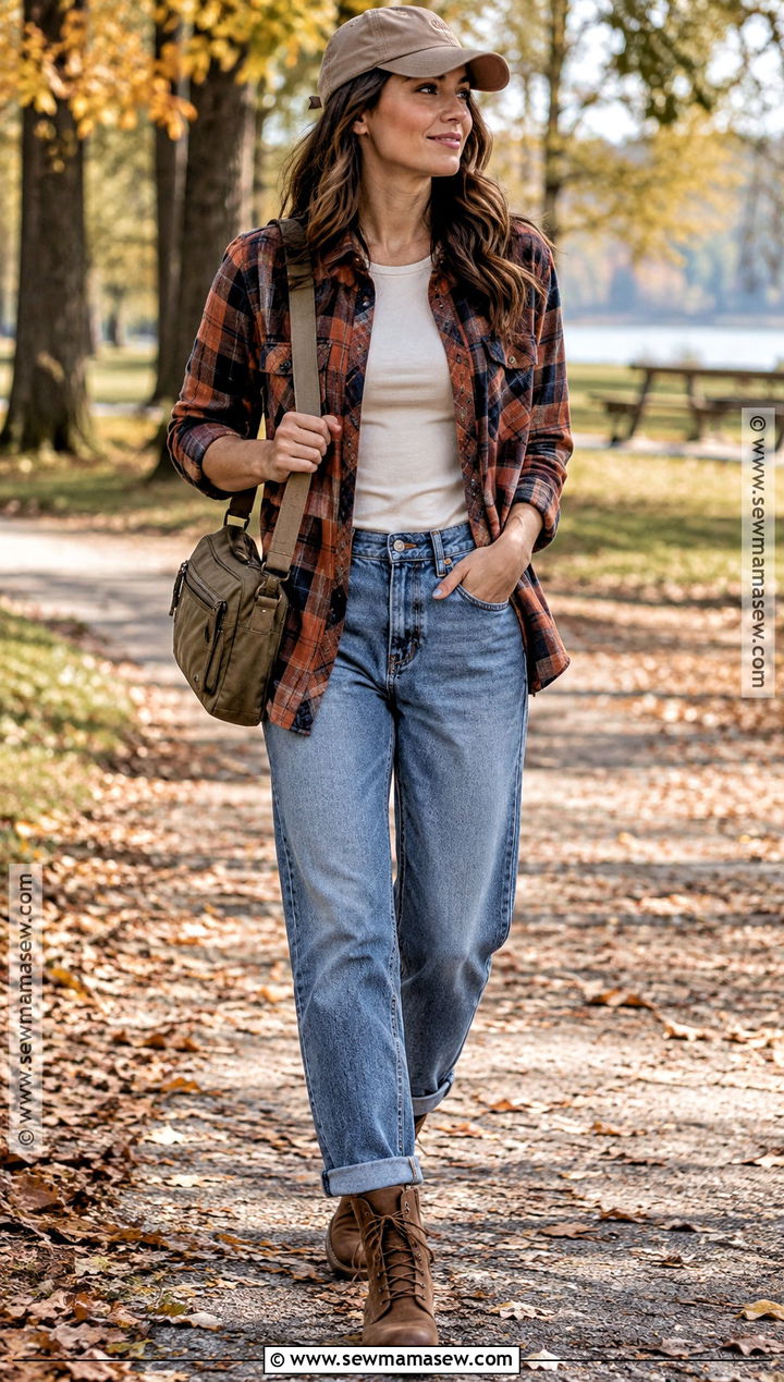 Amazon Flannel Shirt And Relaxed Jeans Outfit - 25 amazon fall outfits