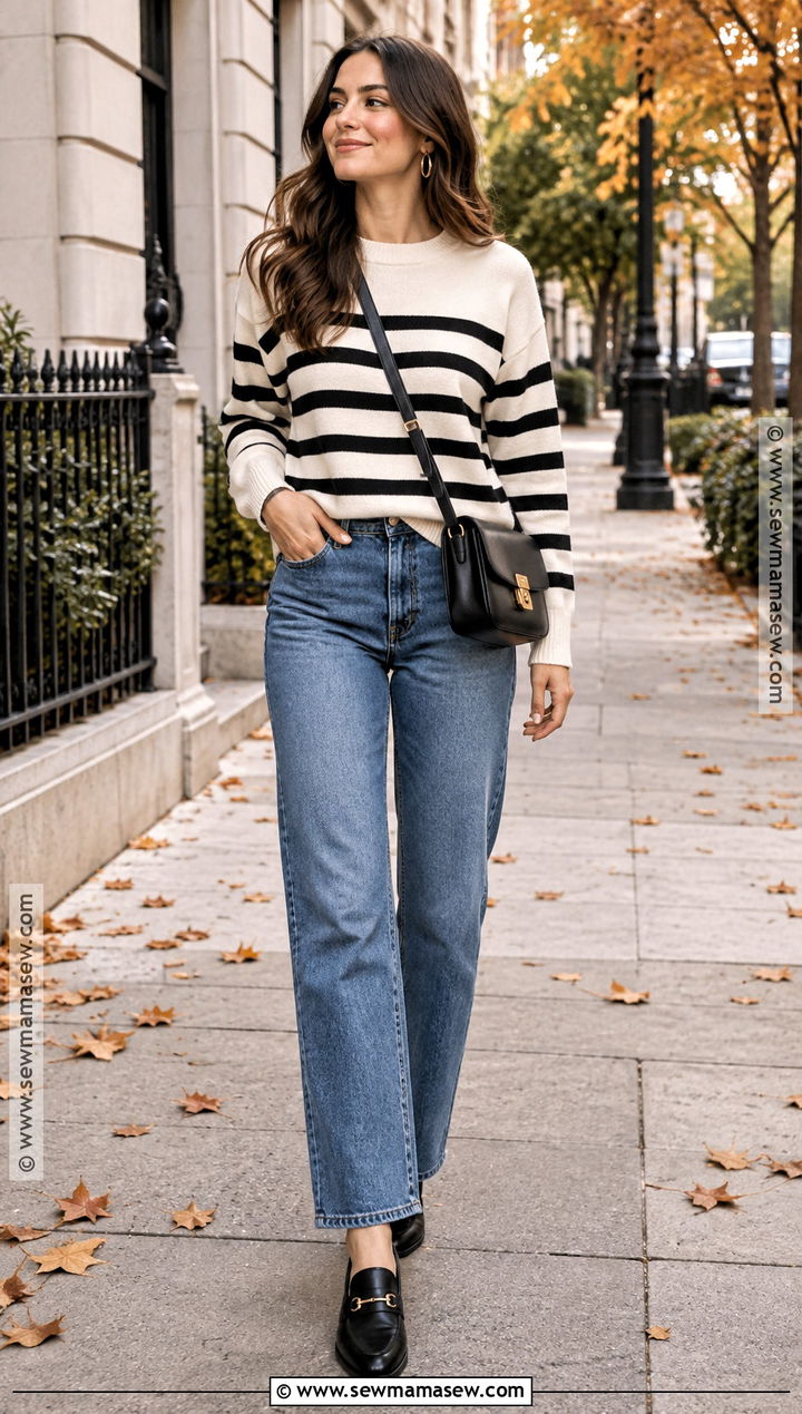 Amazon Striped Sweater And Straight Leg Jeans Outfit - 20 amazon fall fashion ideas 2026