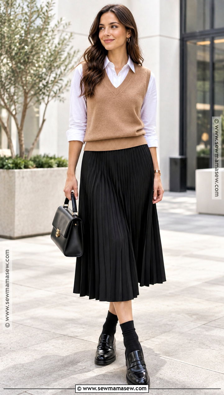 Amazon Sweater Vest And Pleated Midi Skirt Outfit - 20 amazon fall fashion ideas 2026