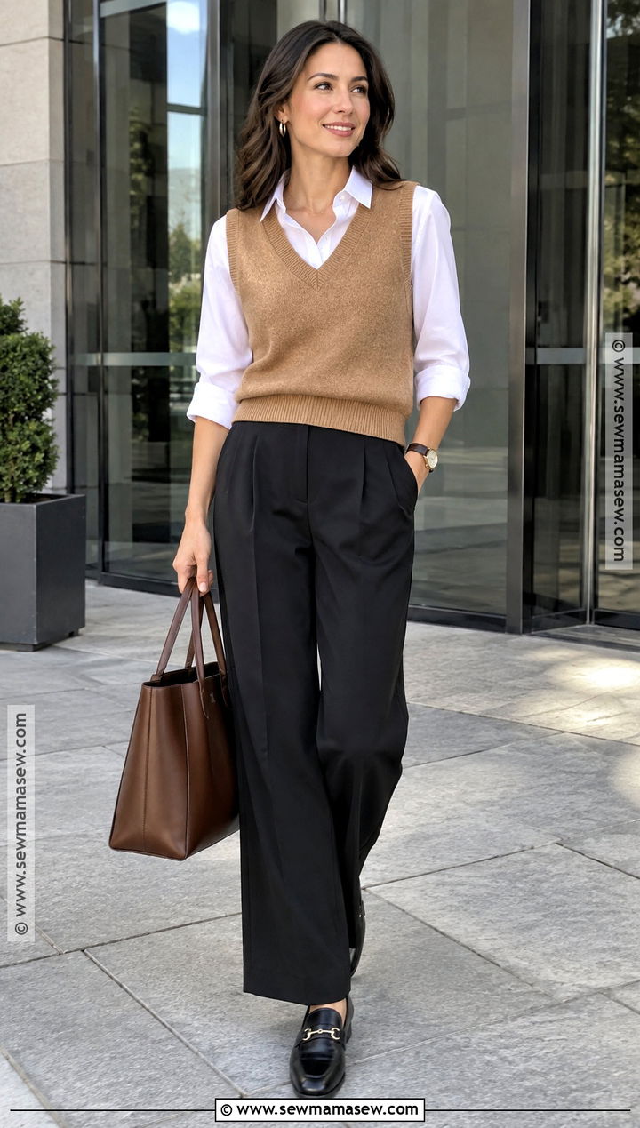 Amazon Sweater Vest With Wide Leg Trousers - 15 Amazon Outfits Women Fall 2026