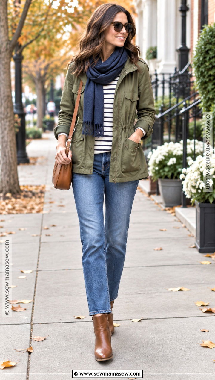 Amazon Utility Jacket And Striped Shirt Outfit - 25 amazon fall outfits