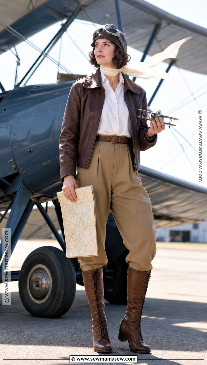 Amelia Earhart Costume With Aviator Jacket - 30 historical figures costumes