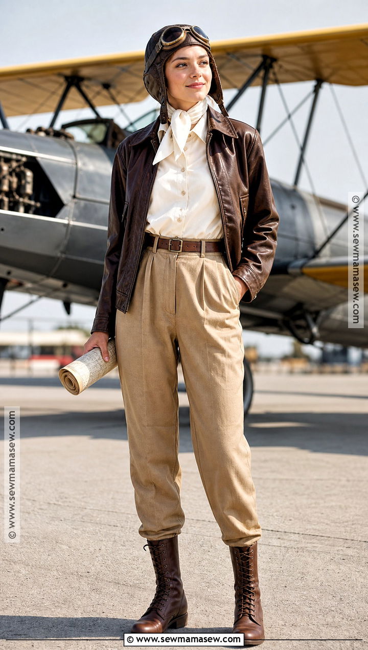 Amelia Earhart Costume With Aviator Jacket - 40 Modest Halloween Costumes