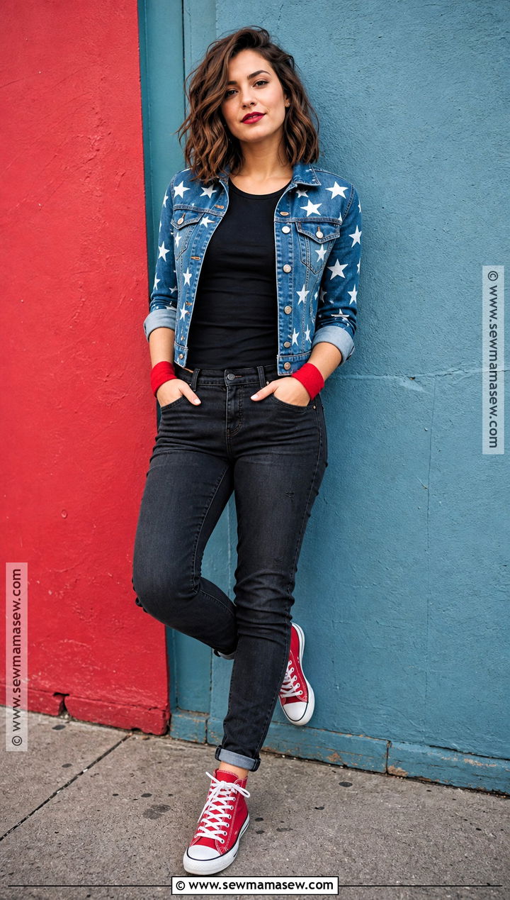 America Chavez Costume With Star Denim Jacket - 30 Superwomen Costume Ideas