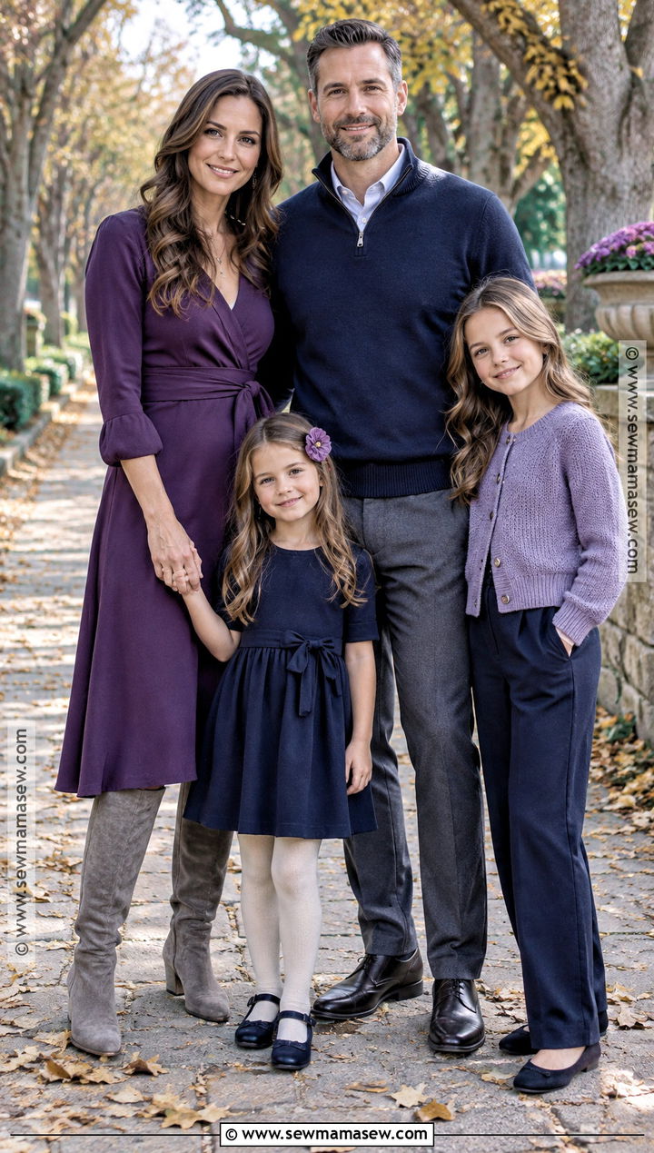 Amethyst and Navy Family Photo Outfits - 15 fall family pictures outfits jewel tones