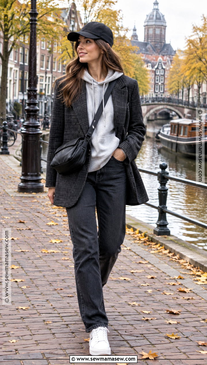 Amsterdam Autumn Hoodie and Blazer Outfit - 25 amsterdam outfit autumn ideas