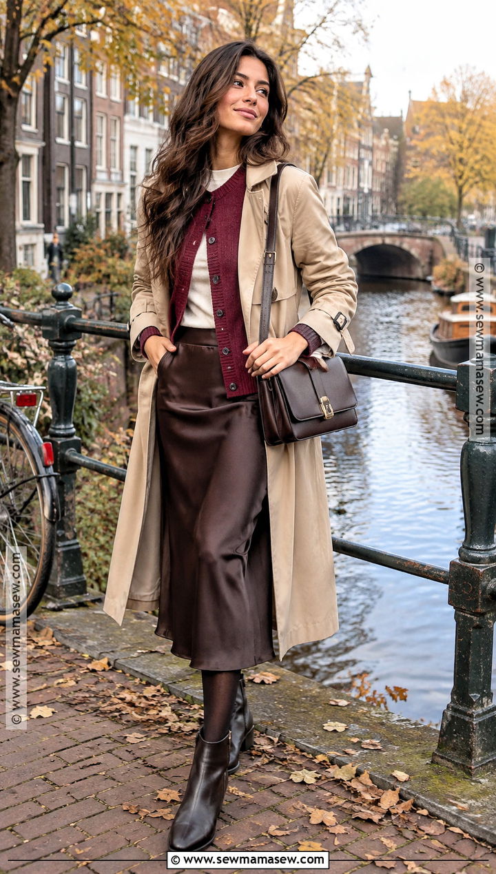 Amsterdam Fall Cardigan And Midi Skirt Outfit - 15 amsterdam travel outfits fall